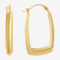 Features: Quick ShipEarring Back: HingedShape: SquareMetal Color: YellowEarring Length: 21mmEarring Width: 14mmMetal: 10k GoldCare: Wipe CleanEarrings Style: Hoop EarringsCountry of Origin: Imported Modern Hoop Huggie Earrings With Ear Wire, Modern Small Hinged Hoop Earrings, Modern Small Hoop Hinged Earrings, Cheap Nickel-free Yellow Gold Hoop Earrings, Nickel-free Yellow Gold Hoop Earrings, Nickel-free Gold Plated Yellow Gold Hoop Earrings, Nickel-free Gold Alloy Hoop Earrings, Hypoallergenic Adjustable 14k Gold-filled Hoop Earrings, 10k Gold