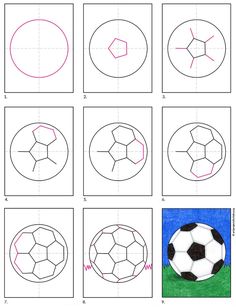 how to draw a soccer ball in four easy steps step by step instructions for kids