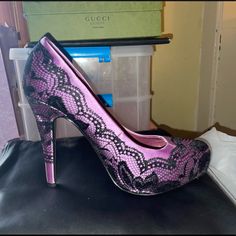 Marco Santi Never Worn Brand New Heels Purple Fitted Heels With 4-inch Heel, Fitted Purple Heels With 4-inch Heel, Elegant Purple Heels For Night Out, Fitted Purple Heels For Formal Occasions, Elegant Purple Heels For A Night Out, Fitted Purple High Heels, New Heels, Clothes Ideas, Black Lace