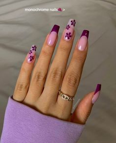 Dark Purple Prom Nails, Dark Summer Nails, Cute Purple Nails, Purple Nail Art, Purple Nail Designs, Girly Acrylic Nails, Her Nails, Work Nails