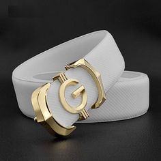 WHITE AND BLACK MEN'S BELTS WITH G LETTER BUCKLE -- 31% OFF! HURRY TO GET YOURS! It's going fast, so get it now while you can. At this store, we've cut prices on our popular White and Black Men's Belts with G Letter Buckle for a 31% discount. Browse our fast-selling selection today and save US $13.84. Limited-time offer, while inventory lasts! WHITE AND BLACK MEN'S BELTS WITH G LETTER BUCKLE: CLOSER LOOK Belt Width: 3.3cm Buckle Length: 6.5cm Gender: Men Buckle Width: 3.8cm Yes, that’s exactly w G Letter, Designer Belt, Branded Belts, Designer Belts, Leather Belts Men, Belt Style, White Belt, Metal Belt, Genuine Leather Belt