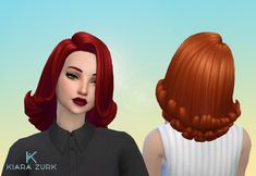 two women with red hair are facing each other and one is wearing a black shirt