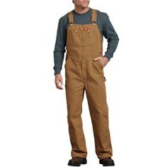 Dickies Men's Bib Overalls, DB100RNB Men In Overalls, Brown Overalls, Dickies Overalls, Coveralls Mens, Work Overalls, Mens Overalls, Straight Fit Denim, Work Site, Dickies Pants