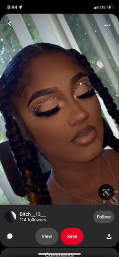 Black Women Birthday Makeup Looks, Nude Prom Makeup Looks, Makeup With Rhinestones Black Women, Nude Prom Makeup, Rhinestone Makeup Looks Black Women, Prom Makeup For Black Women, Birthday Makeup Looks Natural, Nude Makeup Looks Black Women, Full Face Makeup Glam