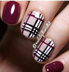 Do It Yourself Nails, Plaid Nail Designs, Plaid Nail Art, Maroon Nails, Summer Nail Art, Cute Nails For Fall