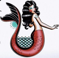 a drawing of a mermaid sitting on top of a wave