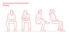 three people sitting on a bench with the text dimensionss guide humans sitting