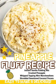 pineapple fluff recipe in a white bowl