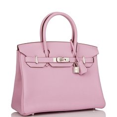 This Birkin is in Mauve Sylvestre clemence leather with palladium hardware and has tonal stitching, front flap, two straps with center toggle closure, clochette with lock and two keys, and double rolled handles.The interior is lined with Mauve Sylvestre chevre and has one zip pocket with an Hermes engraved zipper pull and an open pocket on the opposite side.Collection: ZOrigin: FranceCondition: New and never worn (Plastic on hardware)Accompanied by: Hermes box, Hermes dustbag, clochette, lock, t Hermes Box, Hermes Birkin 30, Hermes Birkin, High Quality Leather, Zip Pockets, Dust Bag, Fashion Bags, Fendi, Genuine Leather