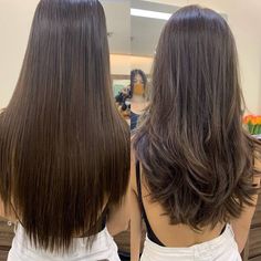 Long Layered Haircuts U Shape, Medium Long Haircut No Layers, Long Hair Before And After Layers, Haircuts And What To Ask For, U Shape Layers, Long Hair Layers Side Part, Trim Haircuts Women, Long Bob Grande, Long Hairstyles With Layers Straight