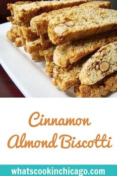 cinnamon almond biscotti on a white plate