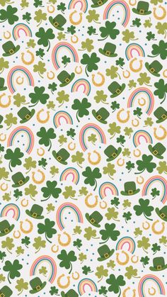 shamrocks and rainbows on a white background