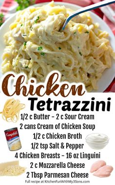 chicken tetrazzini recipe on a white plate