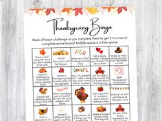 a printable thanksgiving bingo game for kids to play in the fall and autumn months