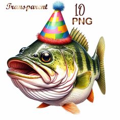 a fish with a party hat on it's head