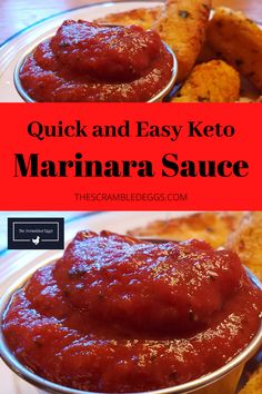 quick and easy keto marinara sauce in a metal bowl on a white plate