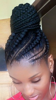 Cornrow Updo Hairstyles, Cornrow Ponytail, Cornrows Braids For Black Women, Goddess Braids Hairstyles, Braided Ponytail Hairstyles, Beautiful Braids, Braided Hairstyles Updo