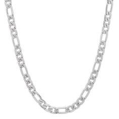 Features: HypoallergenicJewelry Closure: Lobster ClaspStone: No StoneMetal Color: WhiteChain Length: 24 InchChain Width: 6 MillimetersMetal: Stainless SteelChain Construction: FigaroCare: Polishing ClothCountry of Origin: Imported Metal Figaro Link Chain Jewelry, Silver Metal Jewelry With Figaro Chain, Figaro Chain Link Metal Necklace, Metal Figaro Chain Necklace, Stainless Steel Figaro Link Chain Jewelry, White Figaro Chain Link Jewelry, White Figaro Chain Link Necklace, Silver Stainless Steel Necklace With Figaro Chain, Silver Figaro Chain Jewelry In Stainless Steel