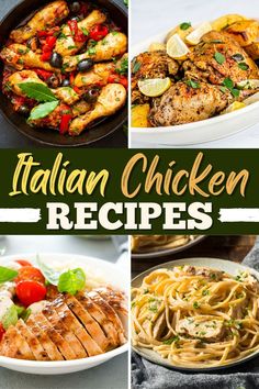 italian chicken recipes collage with text overlay