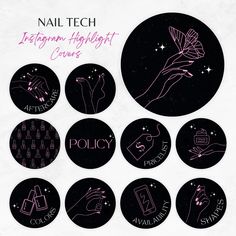 Nail Ig Highlight Cover, Nail Salon Highlight Cover, Instagram Nails Highlight Covers, Instagram Highlight Covers For Nails, Nail Page Instagram, Nails Instagram Highlight Cover, Highlight Nails Instagram, Nail Tech Instagram Highlights, Nail Instagram Highlight Cover