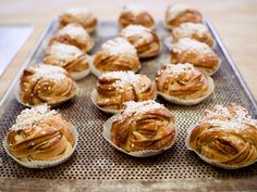 freshly baked pastries on a baking tray ready to be eaten