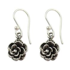 Roses blossom under the spell of moonlight becoming earrings of magical elegance. By Neeru Goel the earrings are crafted by hand with sterling silver. .925 Sterling silver Sterling Silver Flower Earrings With Rose Design, Sterling Silver Rose Design Flower Earrings, Silver Flower Earrings With Rose Design As Gift, Sterling Silver Rose Earrings With Rose Design, Rose Design Sterling Silver Earrings, Silver Sterling Earrings With Rose Design, Sterling Silver Flower Earrings, Traditional Indian Jewellery, Silver Flower Earrings