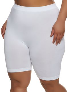 High Waisted, Bike Shorts, Seamless, Solid, Item Number 1960001443206 Shorts White, Plus Size Shorts, Bike Shorts, Item Number, Size Clothing, Plus Size Outfits, Women's Fashion, High Waisted, Bike