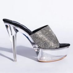 Brand New 6'inch Open Toe High Heel Sandals With Rhinestones Open Toe High Heels, Capes For Women, Heel Sandal, Heel Sandals, High Heel Sandals, Shoes Women Heels, High Heel, Black Silver, Open Toe