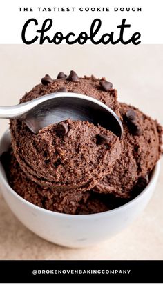 a white bowl filled with chocolate cookie dough