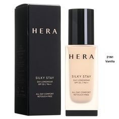 HERA - Silky Stay 24H Longwear Foundation - 12 Colors | YesStyle Amore Pacific, Beauty Packaging, Youthful Skin, Brand Collection, Iron Oxide, Xanthan Gum, Color Free, Face Care