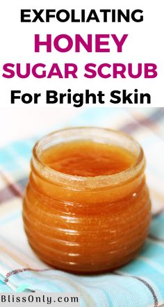 Honey Body Scrub Diy, For Clear And Glowing Skin, Scrub At Home, Honey Scrub, Honey Sugar Scrub, Clear And Glowing Skin, Diy Sugar Scrub Recipe, Body Scrub Recipe, Sugar Scrub Homemade