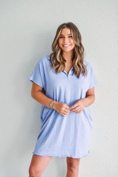 Introducing the Jentri Periwinkle Dress, made with a special mineral wash for a unique texture. This dress features convenient side pockets and a stylish V-neck collared detailing. Feel comfortable and fashionable in this french terry dress. Runs true to size. Material: 85% Polyester, 15% cotton Care: Hand wash cold, do not bleach, line dry, iron low. Available in both the Fort Wayne and North Manchester boutique locations Don't forget! We're more than just a clothing boutique- we are a top-rate Congratulations Flowers, Periwinkle Dress, Dear Ava, Terry Dress, French Terry Dress, Get Well Flowers, Itzy Ritzy, The Fort, Fort Wayne