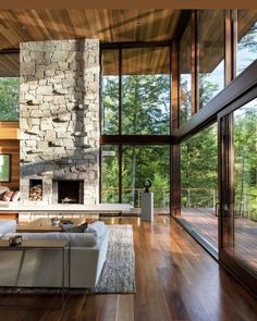 the instagram page on instagram com shows an image of a living room with wood flooring and stone fireplace