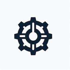 the gear wheel icon is shown in black on a light blue background, it appears to be part of a machine