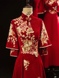 Wedding Cheongsam, Qipao Wedding Dress, Chinese red qipao, Chinese wedding dress, embroidered Cheongsam, Chinese Bridal dress About the size: The size chart can be checked in the photos. But if you are not sure about your size, welcome to send me a private message about your measurements to decide which is the best size. Highlight:  ⭐auspicious symbol design ⭐delicate embroidery ⭐slim waist design Material: Comfortably soft and fitting Washing instructions:  1. It is recommended to turn it over to the reverse side for gentle hand washing (under 30 Celsius) . In the case of machine washing, put the reverse side into the laundry bag. 2. Avoid vigorously twisting, and do not rub against hard objects to avoid damaging the fabric. 3. Avoid mixing and dyeing with other colored clothes.   4. Avoi Mormon Prom, Asian Christmas, Chinese Bridal Dress, Qipao Wedding Dress, Red Chinese Wedding Dress, Dress Armor, Modern Chinese Dress, Red Chinese Dress, Chinese New Year Dress