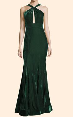 Velvet Mermaid Gown, Formal Dress Green, Halter Neck Prom Dress, Opera Dress, Ball Outfits, Halter Prom Dress, Green Evening Gowns, Velvet Evening Gown, Summer Ball