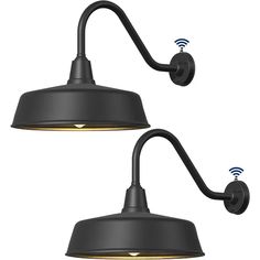 two black wall lights with wifi signals on each arm and one light in the middle