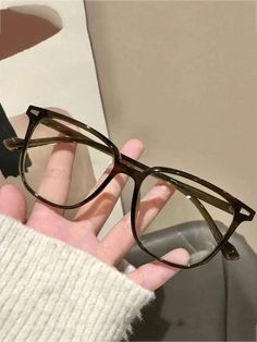 Frame Color:Brown \nShape:Square \nFrame Material:PC \nLens Material:AC \nMagnetic:No \nFrame Structure:Full Rim Glasses \nElement:None \n Glasses Inspo, Clear Glasses, Computer Glasses, Vintage Eyeglasses, Square Glasses, Eye Wear Glasses, Eyewear Accessories, Eyewear Frames, Womens Glasses