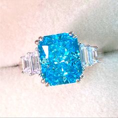 New Never Used Blue Aquamarine Ring, Blue Emerald, Ring Color, Womens Jewelry Rings, Blue And Silver, Silver Tone, Emerald, Women Jewelry, Ring