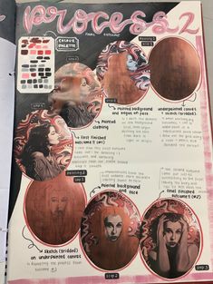 an article in a magazine with pictures of women's faces and hair on it