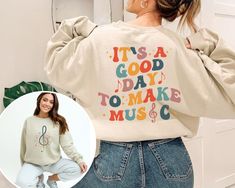 It's A Good Day To Make Music Sweatshirt, Music Teacher Hoodie, Music Teacher Gift, Teacher Gifts, Music Class Shirt, Chorus Teacher Shirt Thank you so much for choosing us! How To Order 1️⃣ Please review all the information provided before placing an order. 2️⃣ Select the sweatshirt type and size using the drop down menu. 3️⃣ Select the color of the shirt using the following drop down menu. 4️⃣ Once all your desired items are in your cart you may complete your order by entering your payment met Music Teacher Outfits, Teacher Fits, Music Teacher Gift, Future Music, Music Sweatshirts, Class Shirt, Music Teacher Gifts, Make Music, It's A Good Day