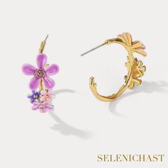 Plating: 18K Gold Materials: 18K Gold on Brass, Enamel, Silver Size: 1.06"*0.51"(27mm*13mm) Weight: 2.3g/pr Hypoallergenic design Spring Flower Charm Hoop Earrings As Gift, Spring Hoop Earrings With Flower Charm As Gift, Spring Gift Hoop Earrings With Flower Charm, Spring Hoop Earrings As Gift, Small Hoop Jewelry For Spring Gift, Spring Gift Jewelry: Small Hoop, Spring Hoop Earrings With Flower Charm, Small Hoop Flower Earrings As A Gift, Hoop Flower Earrings As A Gift