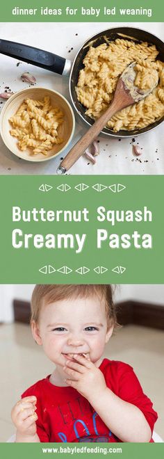 A deliciously creamy pasta sauce that vegan, easy to make and a baby friendly family meal. Perfect dinner recipe for baby led weaning. #babyfoodrecipes Butternut Recipe, Recipe For Baby, Creamy Pasta Sauce, Vegan Baby, Dairy Free Yogurt