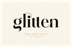 the word glitten is written in black and white with an elegant font pattern