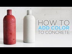 two vases sitting next to each other with the words how to add color to concrete