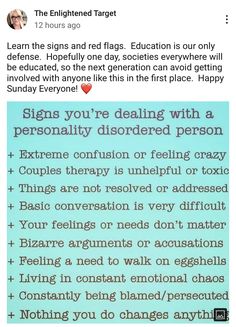 an image of someone's facebook page with the caption that reads, when you're dealing with a personality disorder or feeling crazy