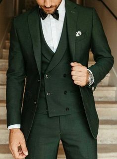 Men green wedding Three piece suits Men grooms wear 1 button  green tuxedo peak lapel  suits  gift for husband and luxury prom suits  Men  Frogging Button Wedding Party Wear Dinner Coat Listing Include (Jacket+Pent+Vest ) Fabric:- Imported  Color:- green  Dry Clean Only The Coat is for wedding, Party, Proms, and Etc Express Shipping to world-wide but Remote Area May Take Longer Little color variation may possible due to photography and lights Green Tuxedo With Suit Collar For Wedding, Green Tuxedo Suit For Wedding, Green Tuxedo Style Three-piece Suit For Wedding, Green Notch Lapel Suit For Groom, Green Notch Lapel Blazer For Wedding, Classic Green Blazer For Groom, Elegant Green Double Breasted Business Suit, Fitted Dark Green Business Suit, Classic Green Wedding Blazer