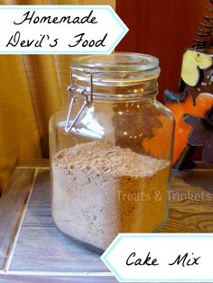 homemade devil's food cake mix in a jar