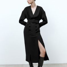 New With Tags. I Bought It For My Girlfriend, But She's Closer To An Xxs. It Was A Little Too True To Size. Priced Low To Move It Quickly Questions? Leave A Comment Below! Belted Long Sleeve Midi Dress For Night Out, Black Belted Midi Dress For Fall, Black Belted V-neck Midi Dress, Black Belted Dress For Winter, Winter Black Belted Dress, Black Belted Midi Dress For Night Out, Zara Black Long Sleeve Midi Dress, Zara Fitted Belted Dress, Zara Fitted Belted Midi Dress