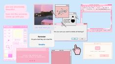 a bunch of different types of webpages with pink and blue colors on them